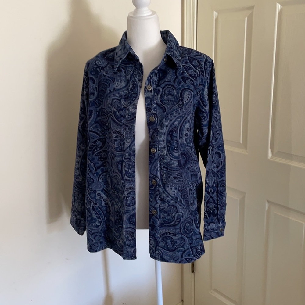 Susan Graver small corduroy button down shirt